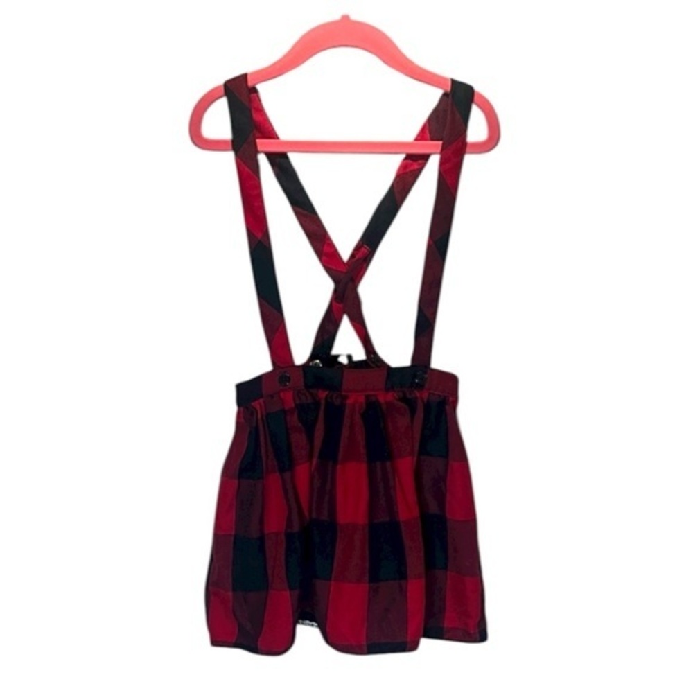 Disney x Pippa & Julie Buffalo Plaid Red and Black Suspender Skirt Size 5T
